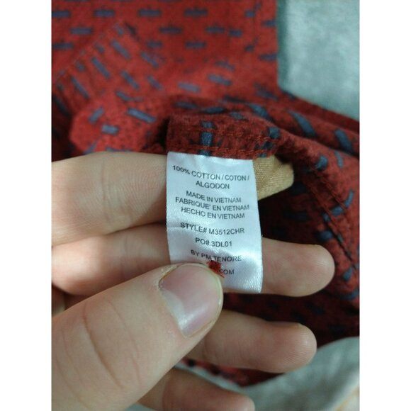 RVCA Shirt Mens Medium Red Button Up Short Sleeve Slim Geometric Surf Skate - Picture 6 of 7